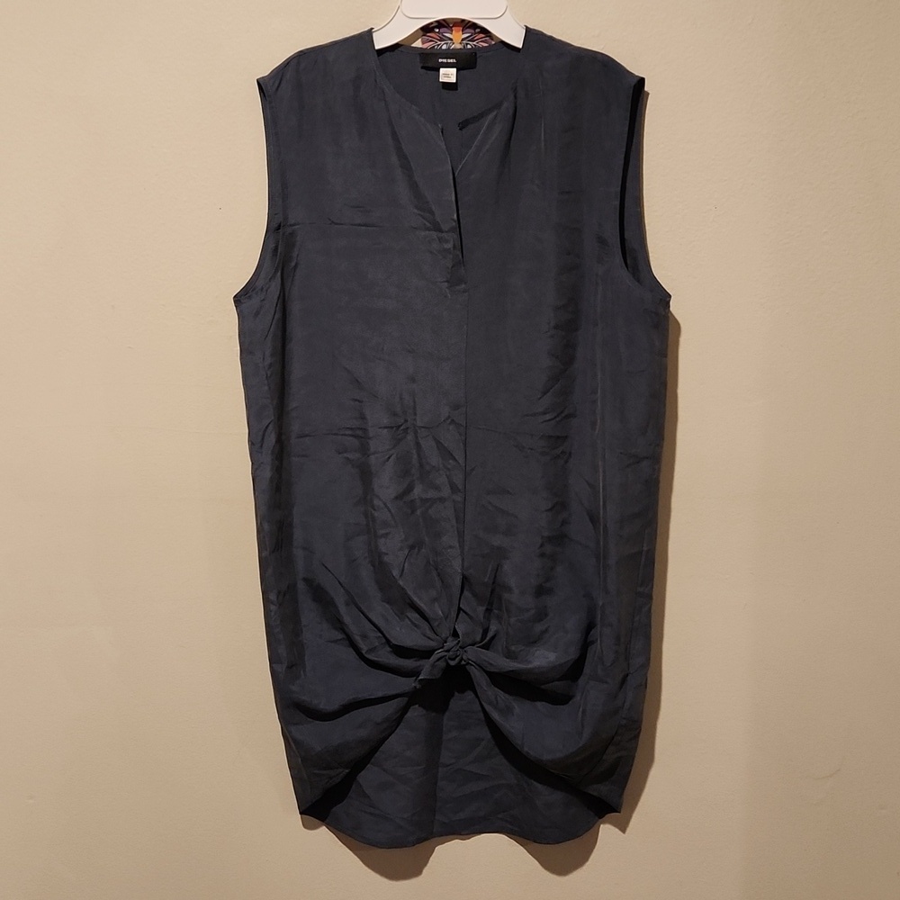 ❤️ DIESEL SILK OVERSIZED TIE FRONT SLEEVELESS TUNIC TOP, XS